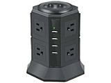 �d���^�b�v [1.9m / AC 3P��8 / USB-A��4] �u���b�N NKQ-TTAP211 �m8�� /�X�C�b�`�t���i�ʁj /4�|�[�g�n