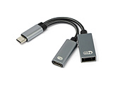 RUA-OTGTPU1 USB-C → USB-C＋USB-A 変換ホストハブ  グレー ［バスパワー /2ポート /USB2.0対応 /USB Power Delivery対応］