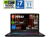Katana-17-HX-B14WFK-5060JP Q[~Om[gp\R Katana 17HX(RTX 5060) ubN Katana-17-HX-B14WFK-5060JP [17.3^ /Windows11 Home /intel Core i7 /F32GB /SSDF512GB /2025N6f] MSI