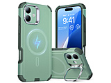 iPhone 16i6.1C`j ~^[O[hX^htnCubhP[X ESR Light Green CyberToughCasewithStashStand(HaloLock)iPhone16