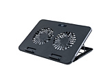 ノートパソコンクーラースタンド [11～15.6インチ /USB-A接続] USB-Aハブ搭載 2WAY2FANスタンダード  ブラック NSF-09BK