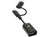 0.1m［USB-C＋micro USB → USB-A］変換アダプタ　ブラック　ZUH-CMBAR201BK