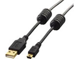 3.0m USB2.0ケーブル 【A】⇔【miniB】 [フェライトコア付タイプ] U2C-MF30BK