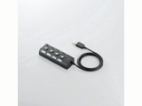 【在庫限り】 USB2.0ハブ ［個別スイッチ付］ （4ポート・バスパワー・1.0m・ブラック） U2H-TZS410BBK