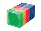 CD・DVD・ブルーレイ用 [50枚収納] プラケース スリムタイプ 1枚収納ｘ50  5色ミックス FCD-PU50MXN2