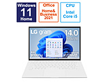 ノートパソコン LG gram スノーホワイト 14ZB90R-MR54J1 ［14.0型 /Windows11 Home /intel Core i5 /メモリ：8GB /SSD：512GB /Office HomeandBusiness /日本語版キーボード /2023年4月モデル］