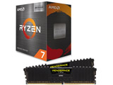【CPU+メモリセット】 AMD Ryzen 7 5800X3D W/O Cooler 100-100000651WOF＋VENGEANCE LPX ブラック CMK16GX4M2Z3600C18 ［DIMM DDR4 /8GB /2枚］