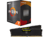 【CPU+メモリセット】 AMD Ryzen 7 5800X W/O Cooler 【CPUクーラー別売】 100-100000063WOF＋VENGEANCE LPX ブラック CMK16GX4M2Z3600C18 