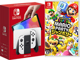 [时间限定] 任天堂Switch(有机EL型号)Joy-Con(L)/(R)白+超级马里奥兄弟派对大型混合文娱节目同时购买安排