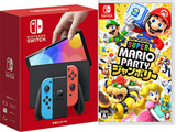 [时间限定] 任天堂Switch(有机EL型号)Joy-Con(L)霓虹灯蓝色/(R)霓虹灯红+超级马里奥兄弟派对大型混合文娱节目同时购买安排