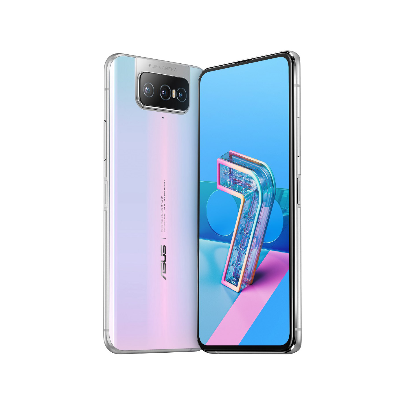 ZenFone 7 パステルホワイト「ZS670KS-WH128S8」Snapdragon 865 6.67型 メモリ/ストレージ：8GB/128GB  nanoSIMｘ2 DSDV ドコモ/au/ソフトバンク対応 SIMフリースマートフォン ZenFone パステルホワイト