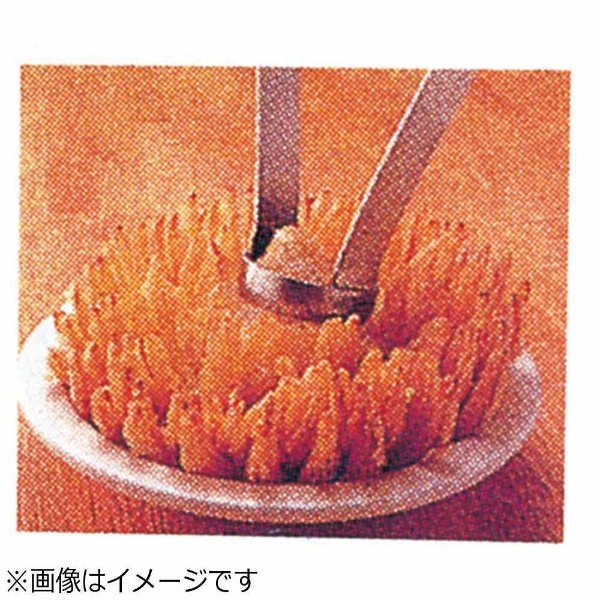 オニオン フラワーカッター N55700 ＜CON03＞ フラワーカッター N55700 適当なサイズの玉ねぎの皮をむきます カッター部に玉ねぎを入れ ハンドルを下ろします ハンドルをもどして 注意して芯を取り除きます 逆さまにして190～205℃位の油で1分半程揚げます