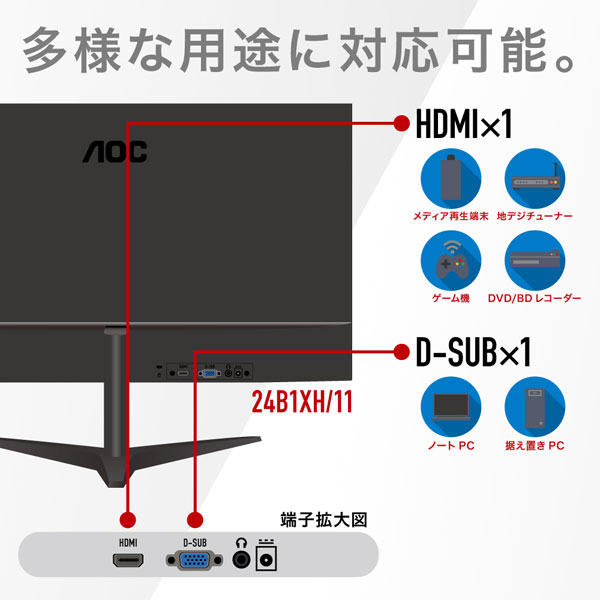 Amazon.co.jp: AOC モニター ディスプレイ 24B1XH/11 (23.8