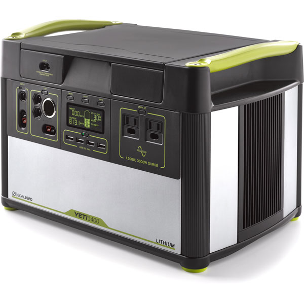 Yeti Lithium 1400 (100V) Portable Power Station Lithium 100V Portable Power USB×4 12V×4 ACインバータを内蔵し AC100V/60Hz 正弦波出力に対応 3000W サージ電力