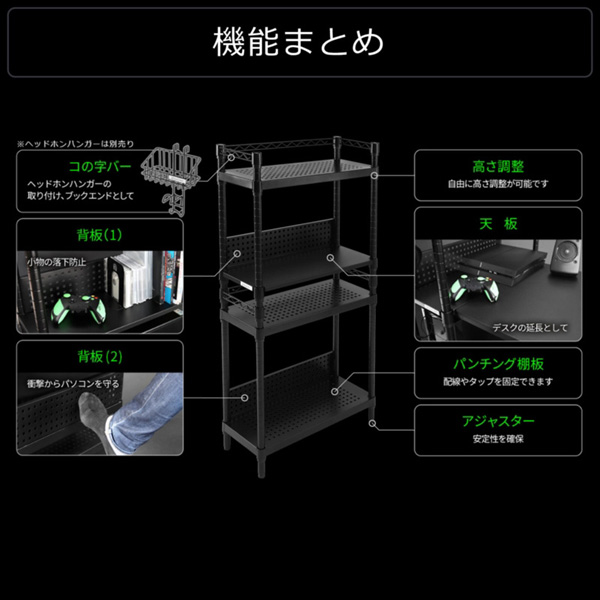 Bauhutte デスクサイドラック BC-BHS-600SM-BK｜の通販はソフマップ