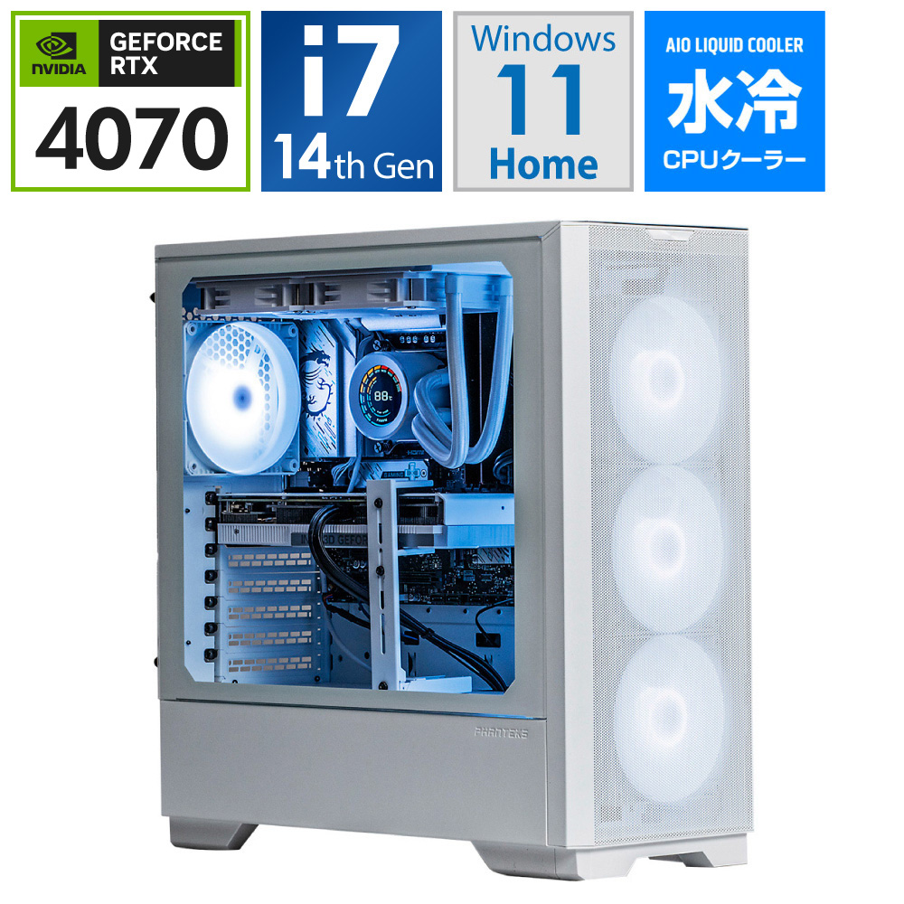 【BTO】 ゲーミングデスクトップパソコン ホワイト SS147FSR4764G1TW1T[RTX4070] 【2024年7月モデル】