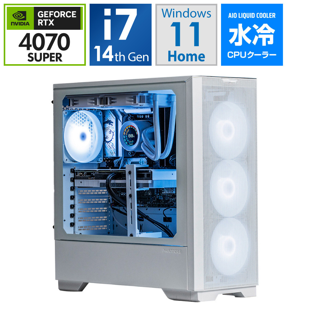 【BTO】 ゲーミングデスクトップパソコン ホワイト SS147FSR47S32G2TW1T[RTX4070SUPER] 【2024年7月モデル】