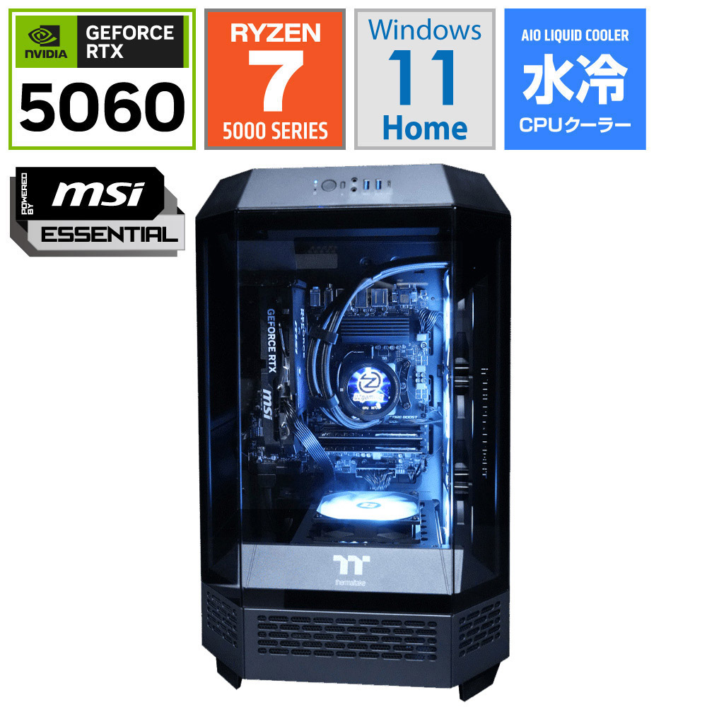 ゲーミングデスクトップパソコン T300BLACKR57X5060V3 [RTX 5060]｜の