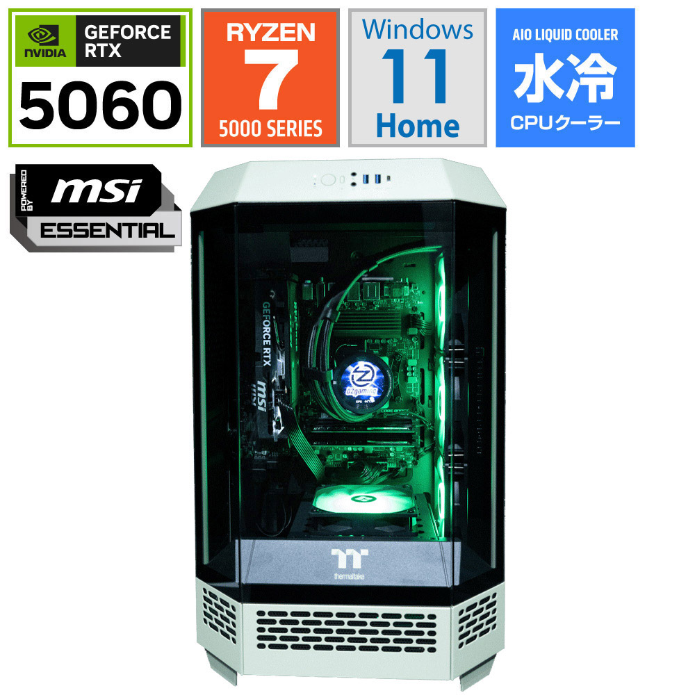 プロ仕様のトレード環境 高性能 水冷 トレーディングPC ゲーミングデスクトップパソコン T300MATCHAGREENR57X5 [RTX 5060]｜の