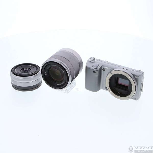中古】NEX-5D (シルバー) ダブルレンズ E 16mm F2.8／E 18-55mm F3.5 