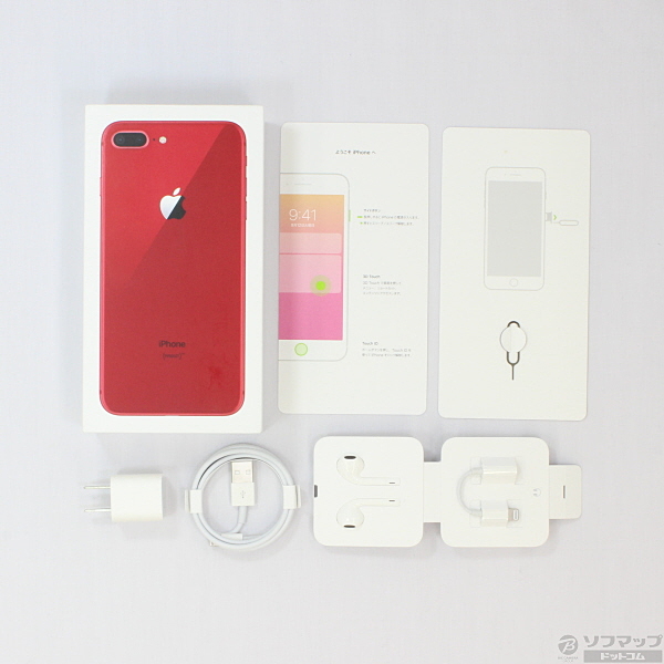 中古】iPhone8 Plus 64GB プロダクトレッド MRTL2J／A auロック解除SIM