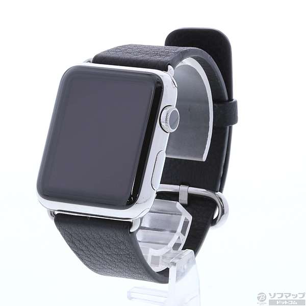 Apple Watch 42mm ステンレススチールケース ブラッククラシックバックル