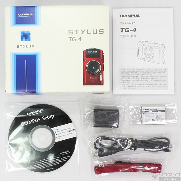 中古】OLYMPUS STYLUS TG-4 RED Tough (4倍／防水／SDXC／レッド