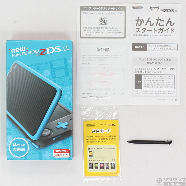 中古】Newニンテンドー2DS LL ブラック×ターコイズ