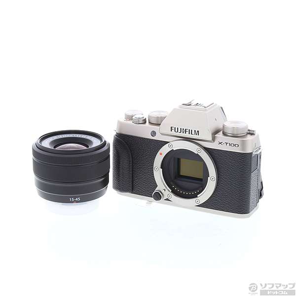 中古】FUJIFILM X-T100 レンズキット シャンパンゴールド