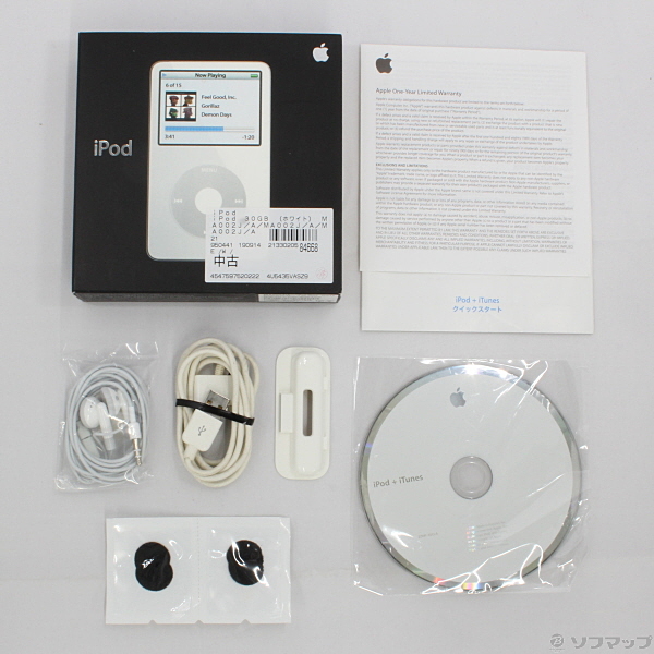 Apple iPod MA002J（第5世代 30GB ホワイト）と付属品 中古】iPod第5世代 HDD30GB ホワイト MA002J／A [2133031449574