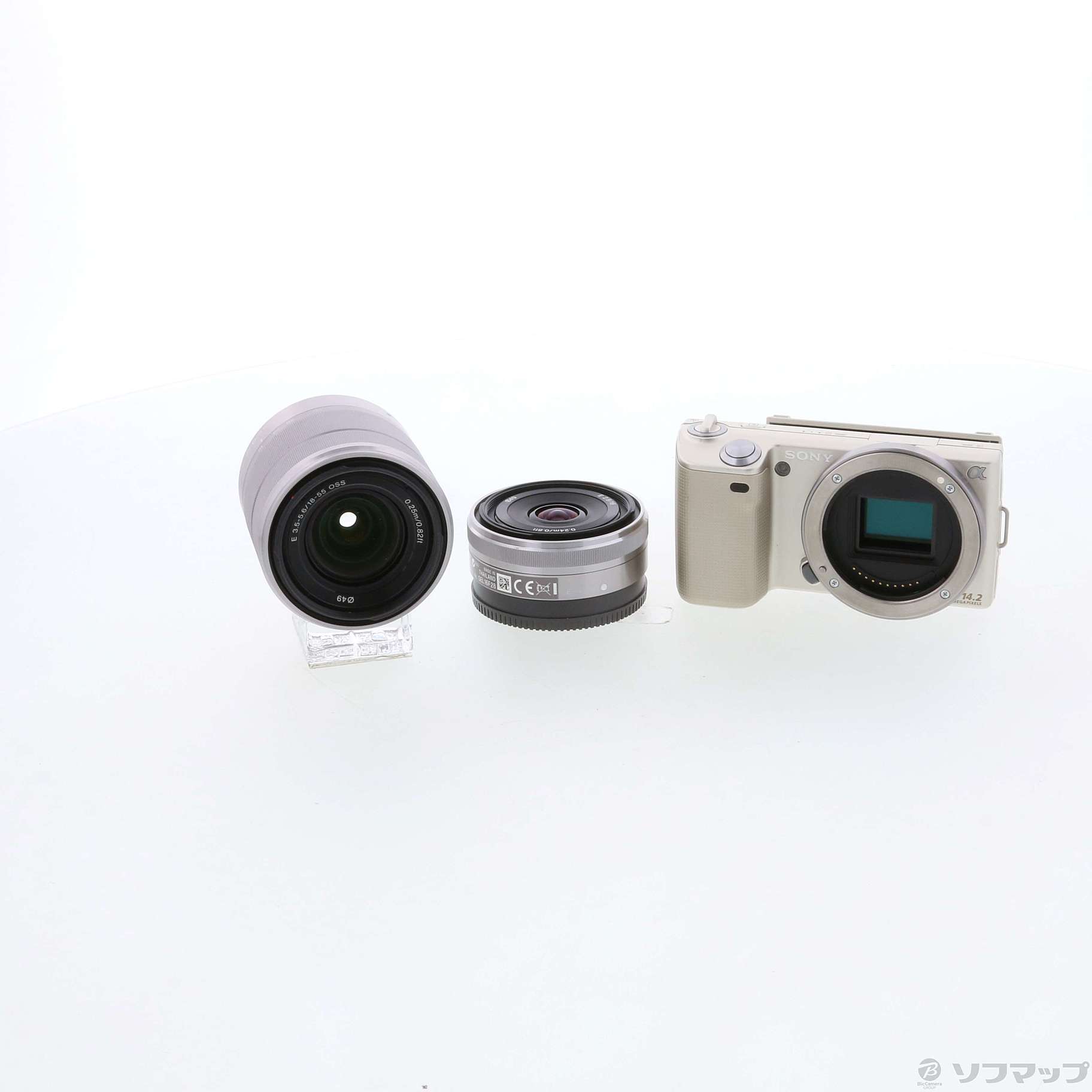 中古】NEX-5D ダブルレンズキット ゴールド E 16mm F2.8／E 18-55mm F3