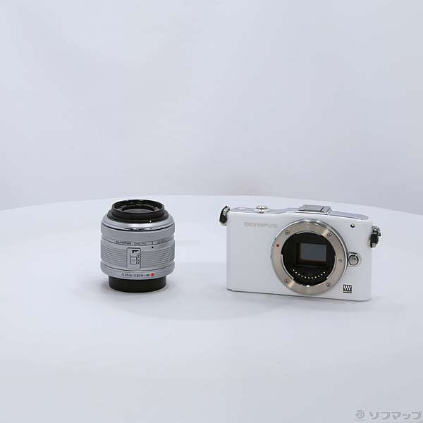 オリンパス OLYMPUS PEN mini E-PM1 レンズキット ホワイトスマホ/家電/カメラ