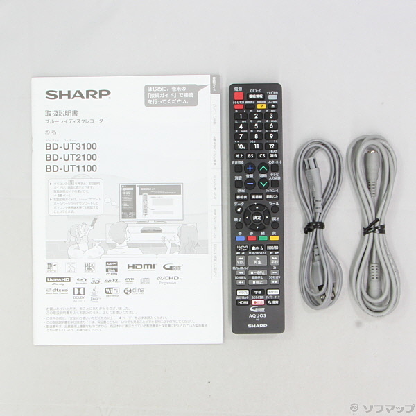 SHARP　AQUOS ブルーレイディスクレコーダー BD-UT1100　リモコン・電源コードなし