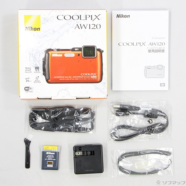 中古】COOLPIX AW120 (1605万画素／5倍／防水／サンシャインオレンジ ...