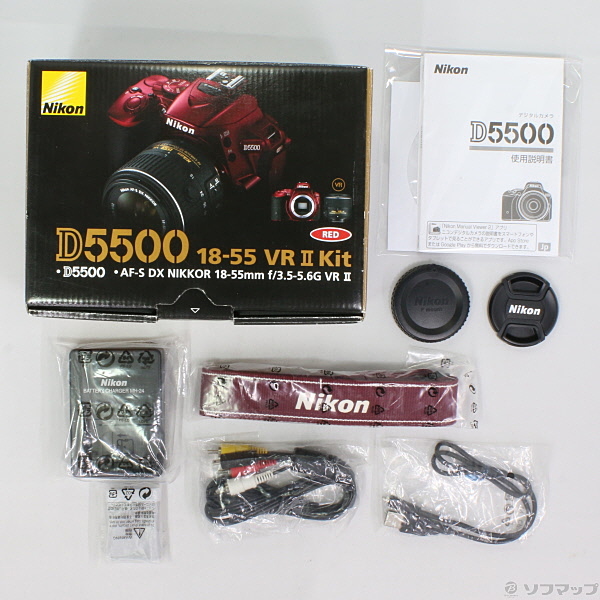 中古】NIKON D5500 18-55 VRⅡ レンズキット レッド (2416万画素／SDXC ...