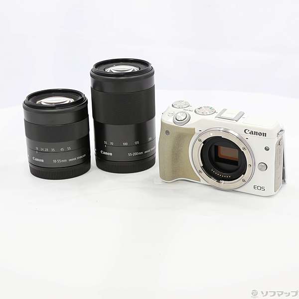 中古】EOS M3 ダブルズームキット WH (2420万画素／SDXC／ホワイト 