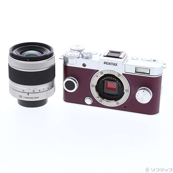 中古】PENTAX Q-S1 ブライトシルバー×バーガンディー ズーム