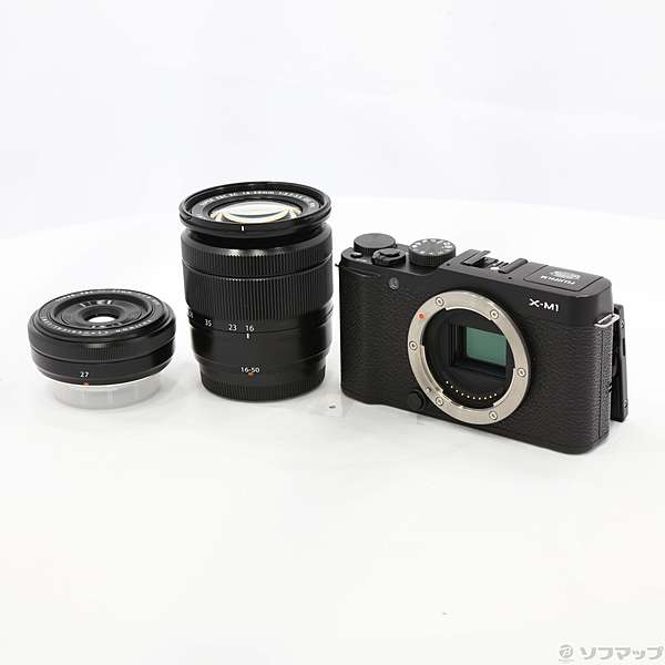 中古】FUJIFILM X-M1 16-50mm／27mm ダブルレンズキット ブラック