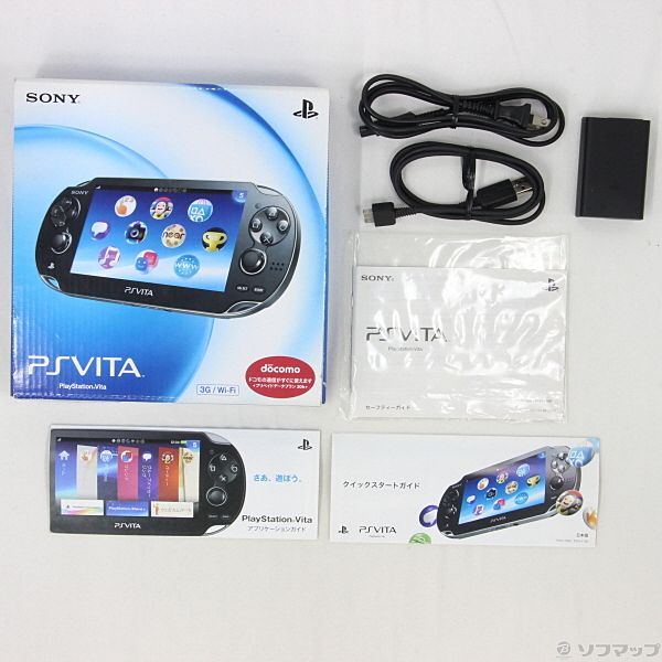 中古】PlayStation Vita 3G／WI-FIモデル クリスタルブラックPCH-1100