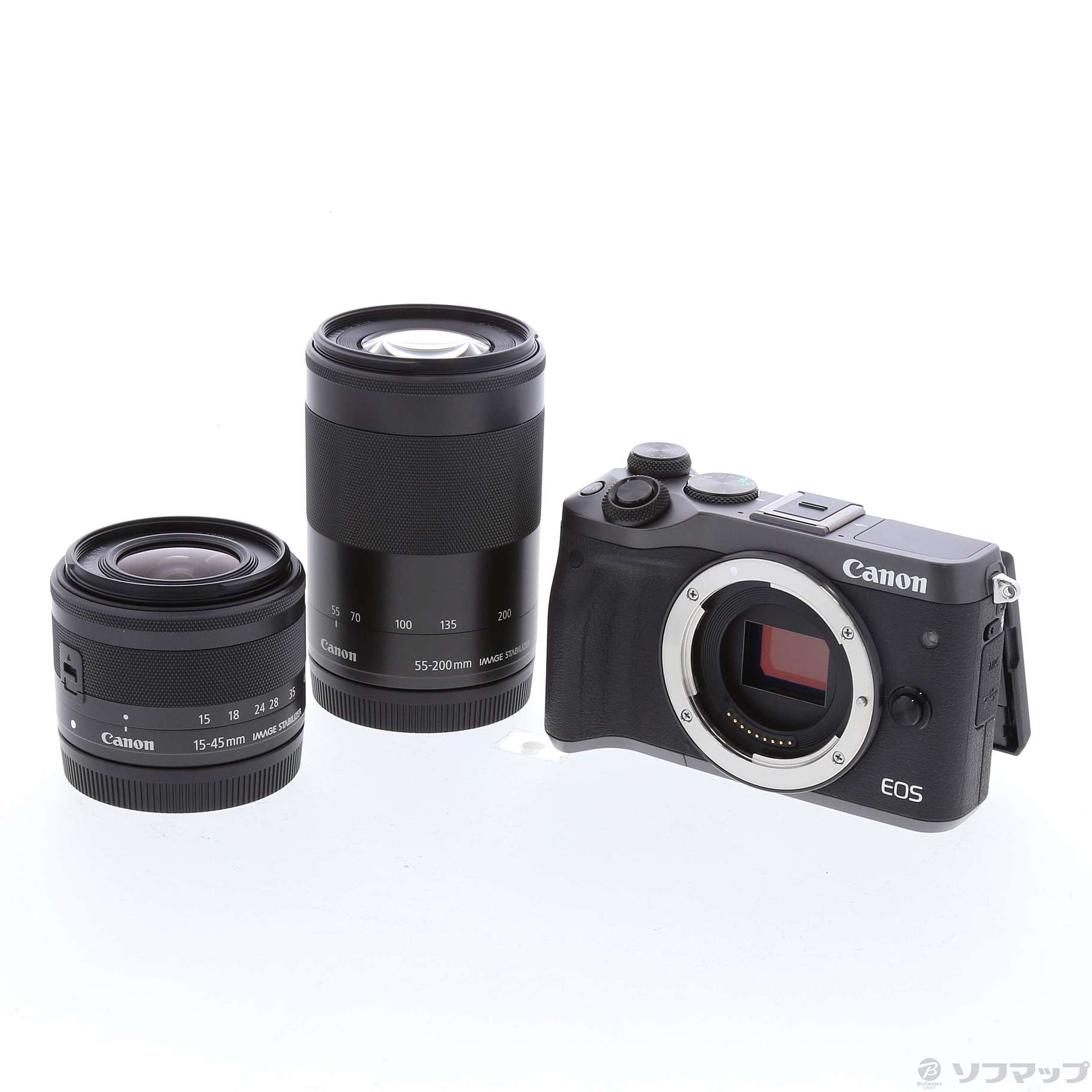 中古】ミラーレスカメラ EOS M6 (ブラック)・ダブルズームキット
