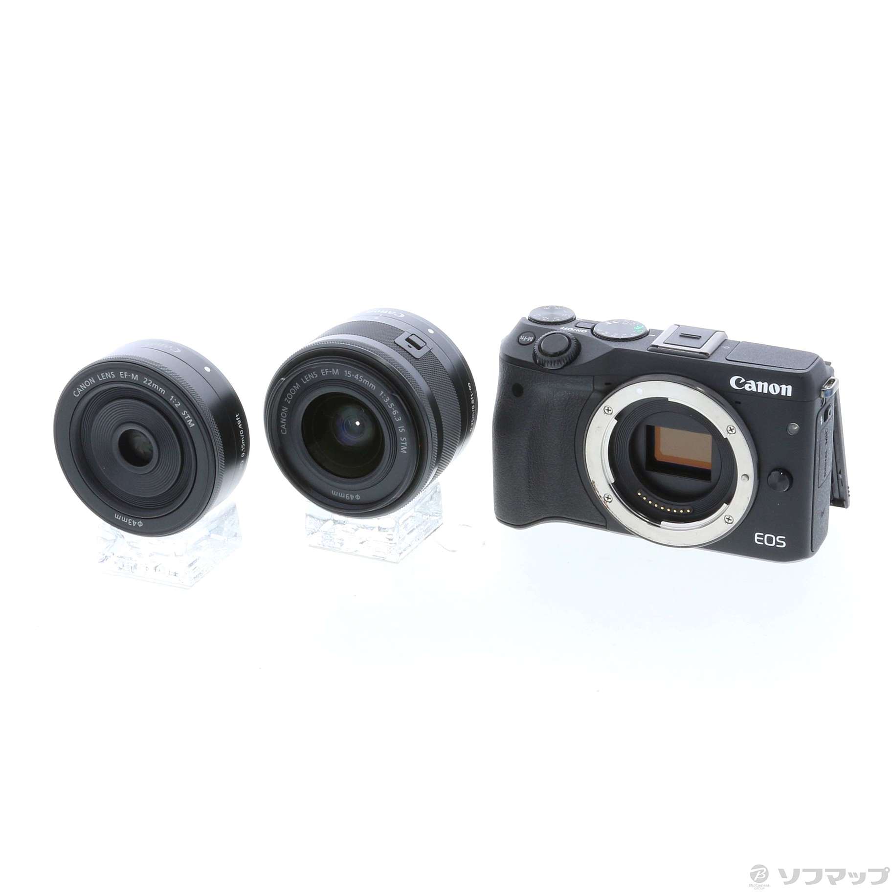 中古】EOS M3 ダブルレンズキット2 ブラック (2420万画素／SDXC