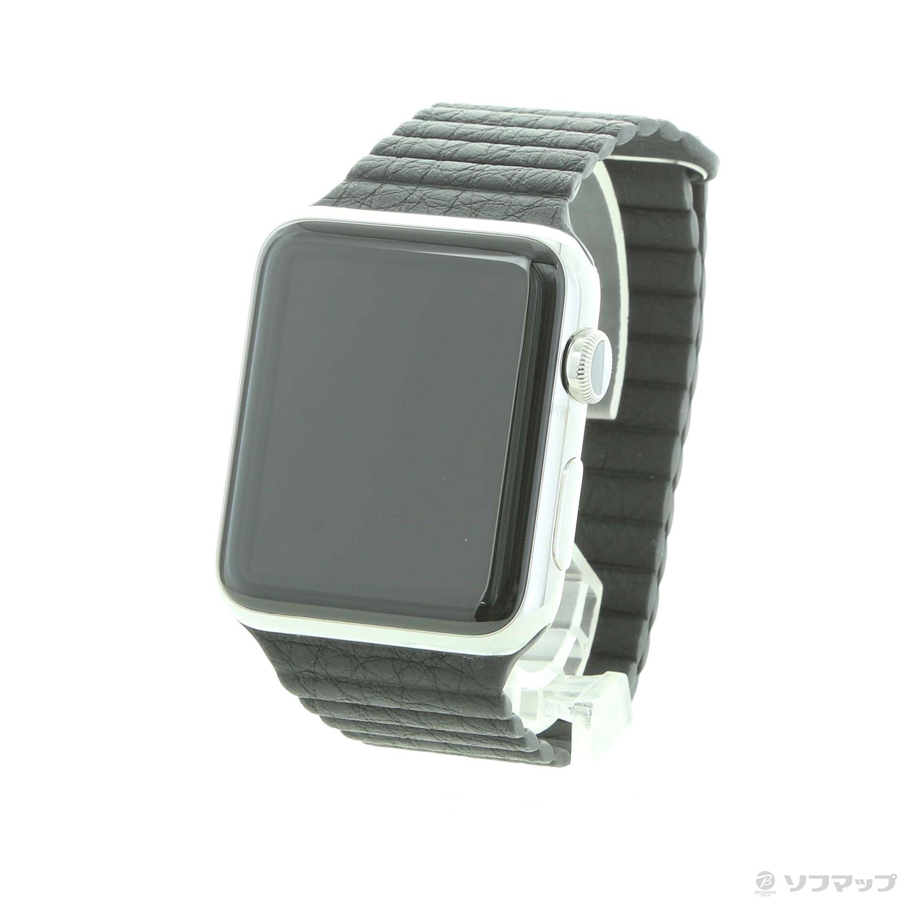 中古】Apple Watch 42mm ステンレススチールケース ブラックレザー