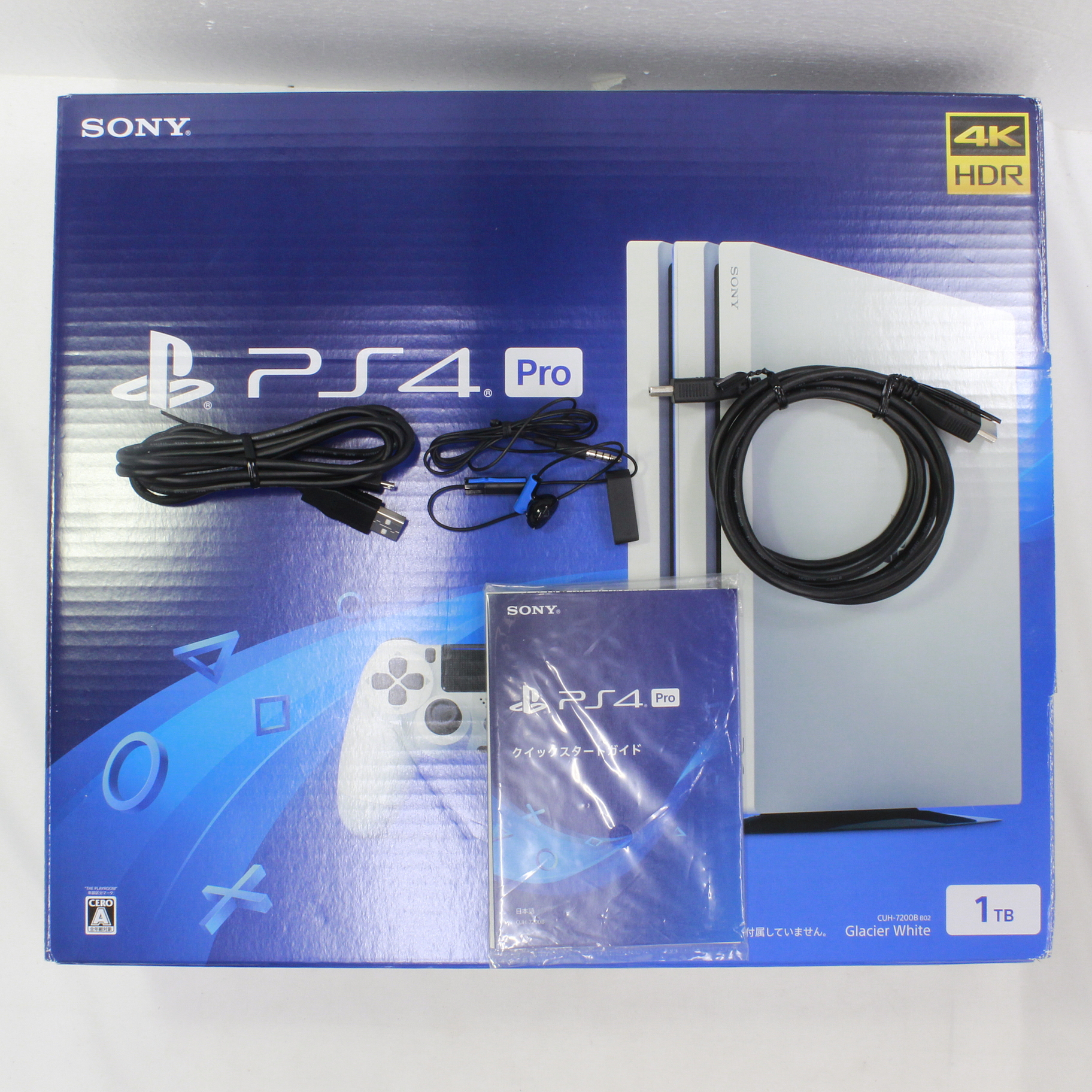 中古】PlayStation 4 Pro グレイシャー・ホワイト 1TB CUH-7200BB02 