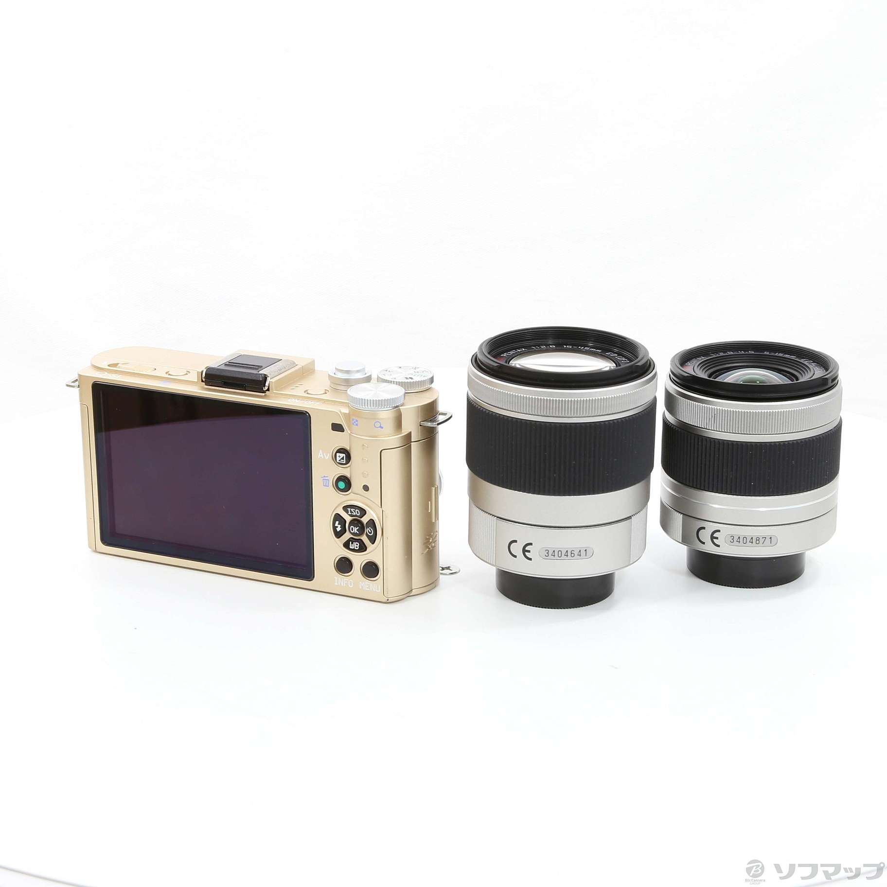 中古】PENTAX Q-S1 シャンパンゴールド×クリーム ダブルズームキット 