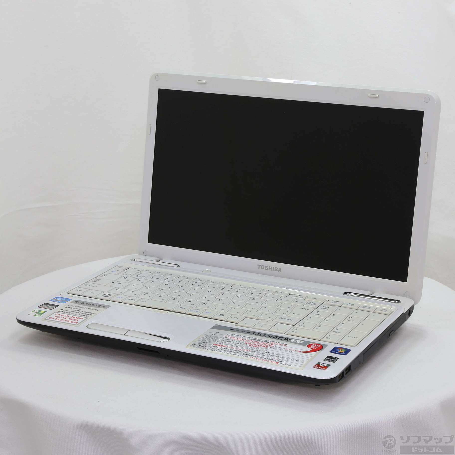 格安安心パソコン dynabook T351／46CW PT35146CSFW リュクスホワイト