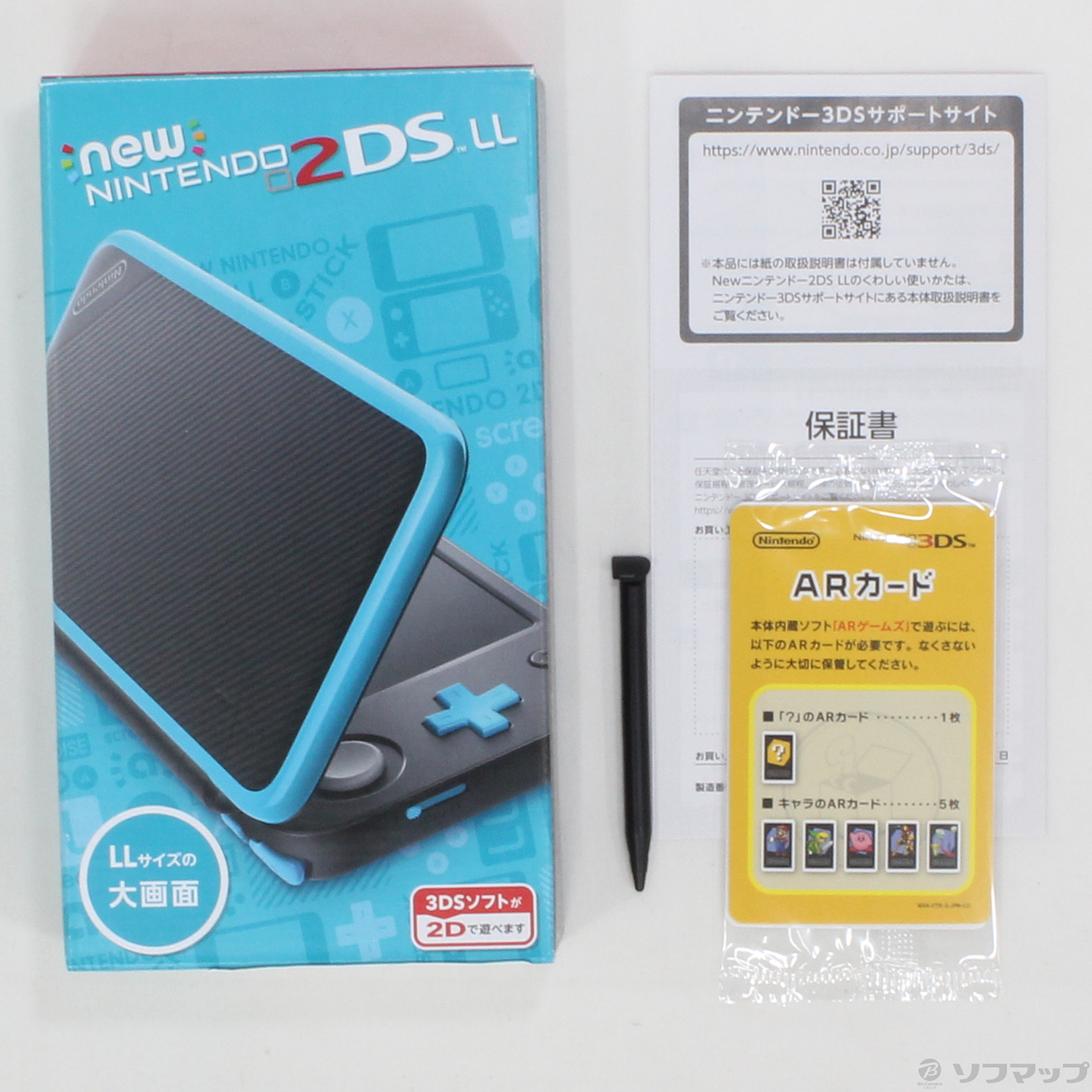 中古】Newニンテンドー2DS LL ブラック×ターコイズ [2133030055738