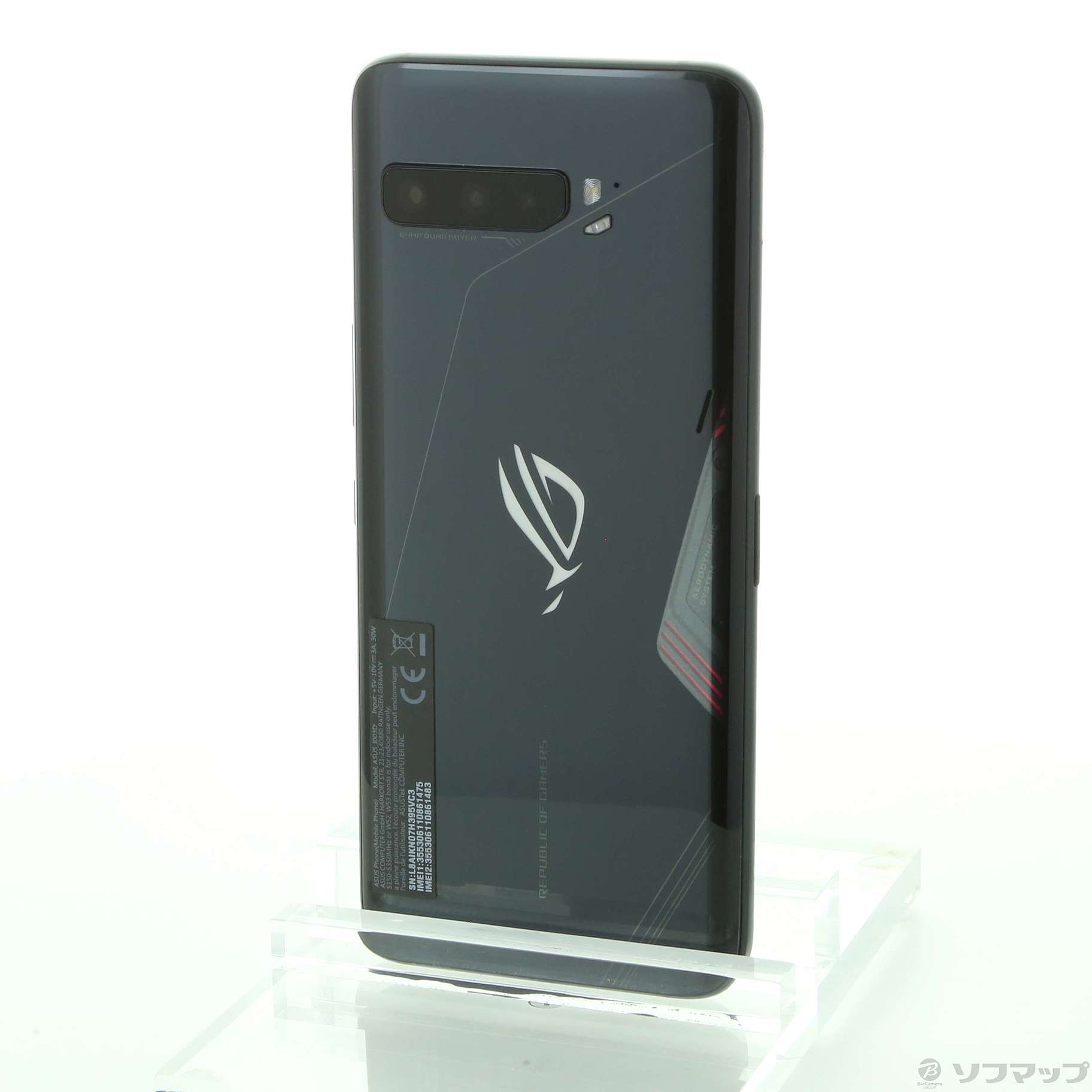 中古】ROG Phone 3 512GB ブラックグレア ZS661KS-BK512R16 SIMフリー