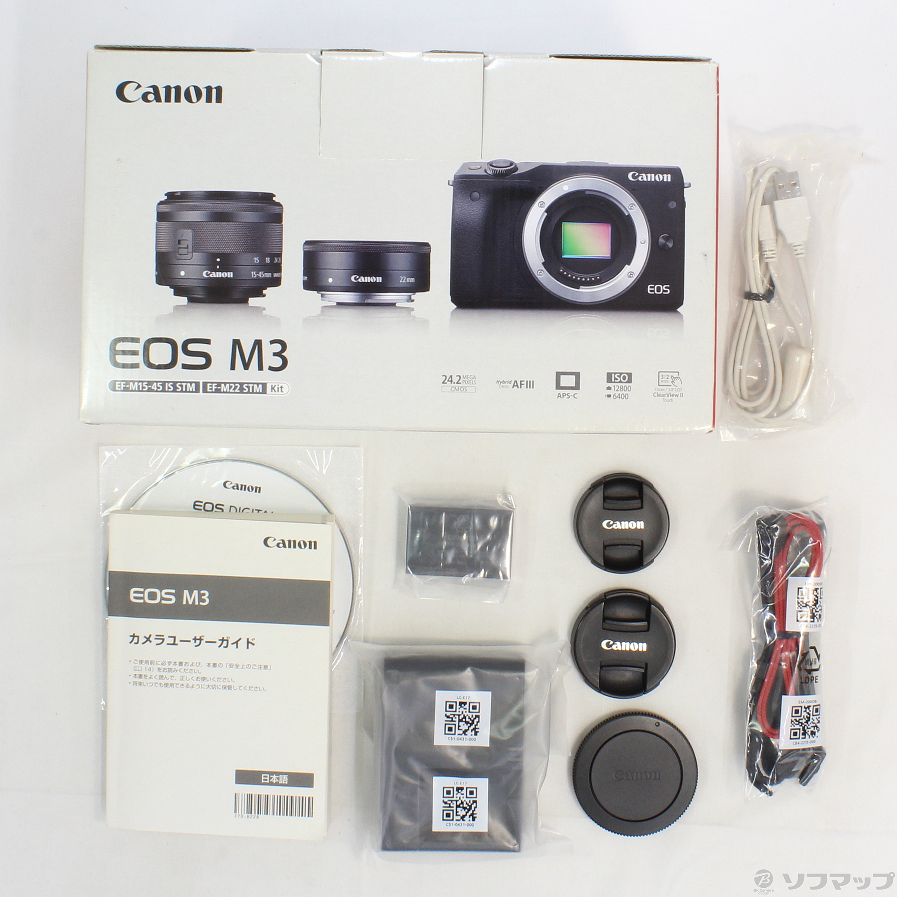 中古 Eos M3 ダブルレンズキット2 ブラック 24万画素 Sdxc リコレ ソフマップの中古通販サイト