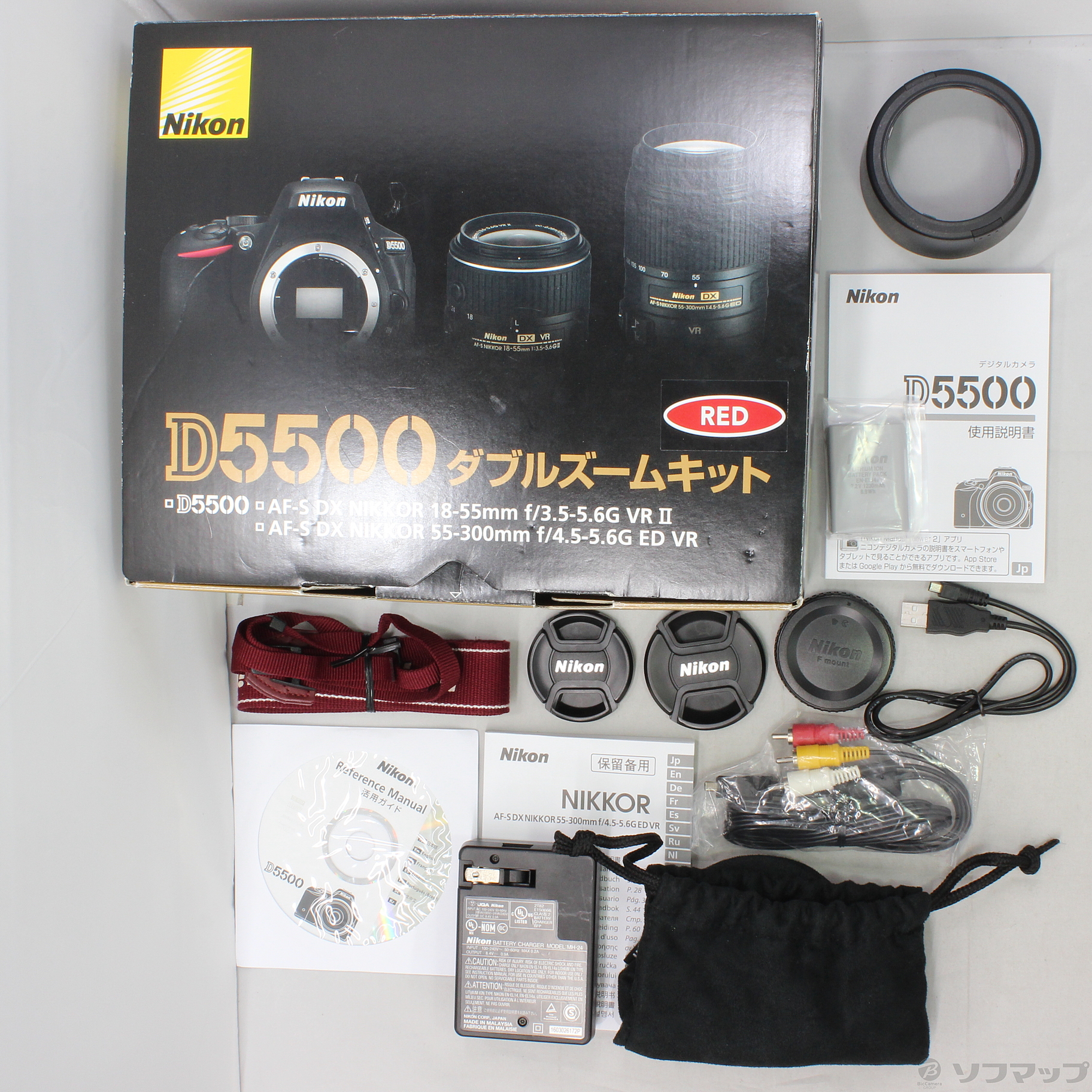 ❤ Nikon D5500 一眼レフ カメラ ニコン 付属品多数 中古】NIKON D5500 ダブルズームキット レッド (2416万画素／SDXC