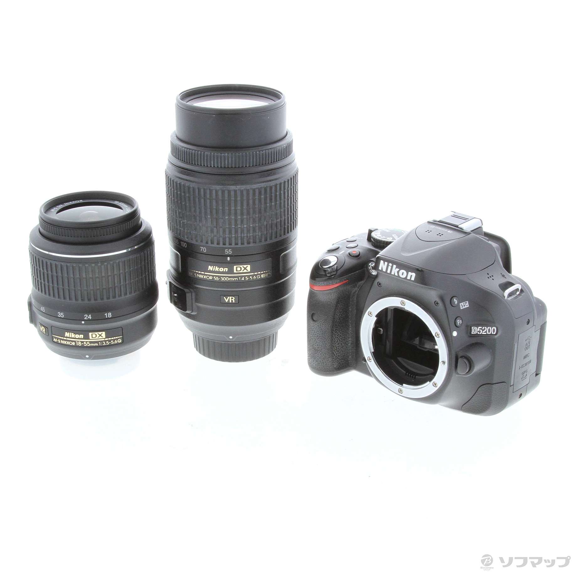 超歓迎安い 中古品。Nikon D5200 Wズームキット BLACK 23FBs